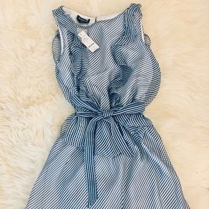 Bebe baby blue ruffle stripe dress. NWT